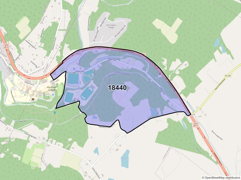 Map of La Plume, Pennsylvania and ZIP codes