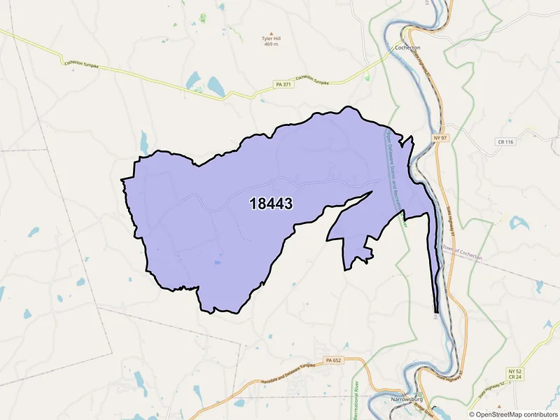 Map of ZIP Code 18443 — Milanville, PA