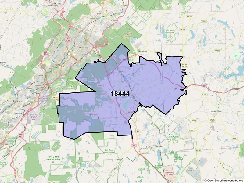 Map of ZIP Code 18444 — Moscow, PA