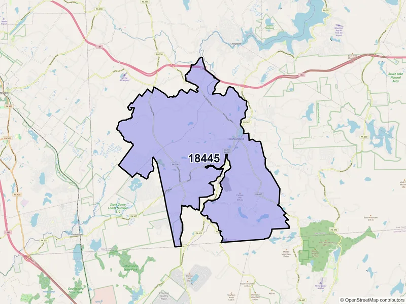 Map of ZIP Code 18445 — Newfoundland, PA