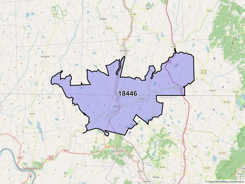 Map of ZIP Code 18446 — Nicholson, PA