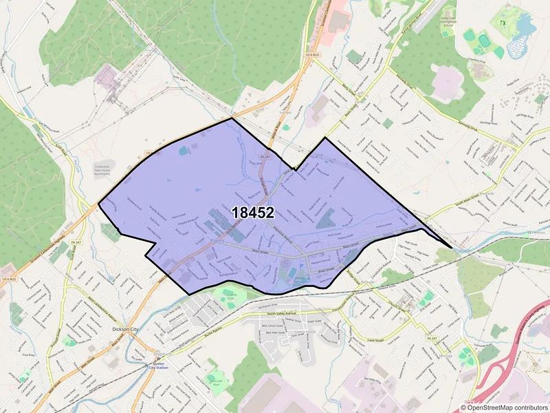 Map of ZIP Code 18452 — Peckville, PA