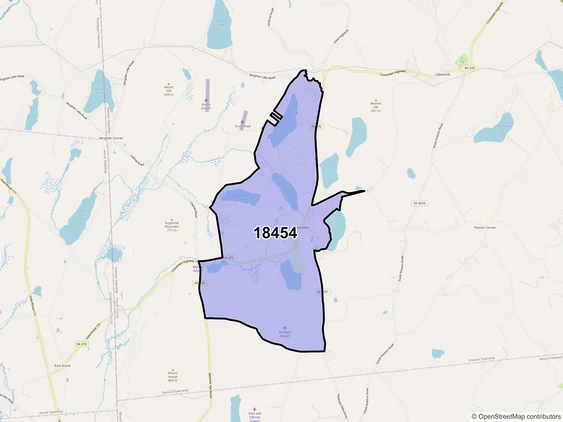 Map of Poyntelle, Pennsylvania and ZIP codes