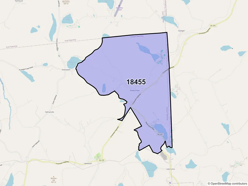 Map of ZIP Code 18455 — Preston Park, PA