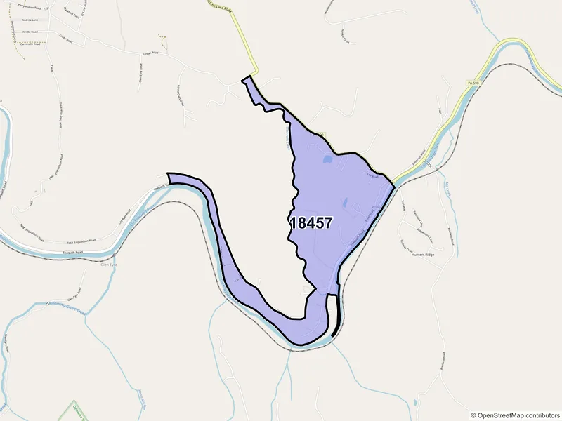 Map of Rowland, Pennsylvania and ZIP codes