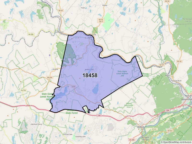 Map of ZIP Code 18458 — Shohola, PA
