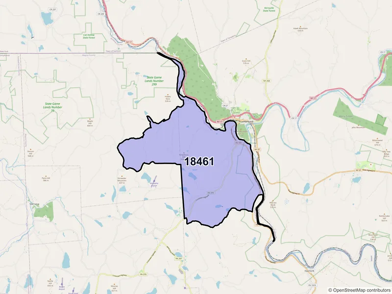 Map of ZIP Code 18461 — Starlight, PA