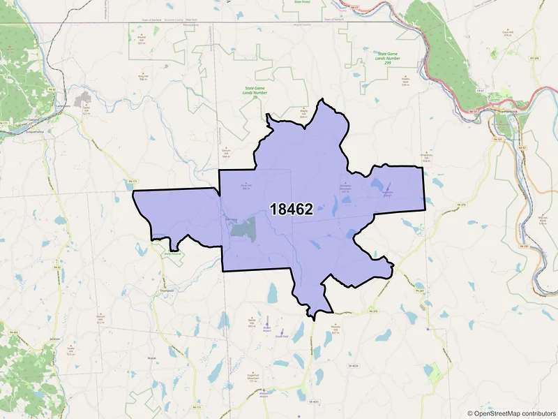 Map of ZIP Code 18462 — Starrucca, PA