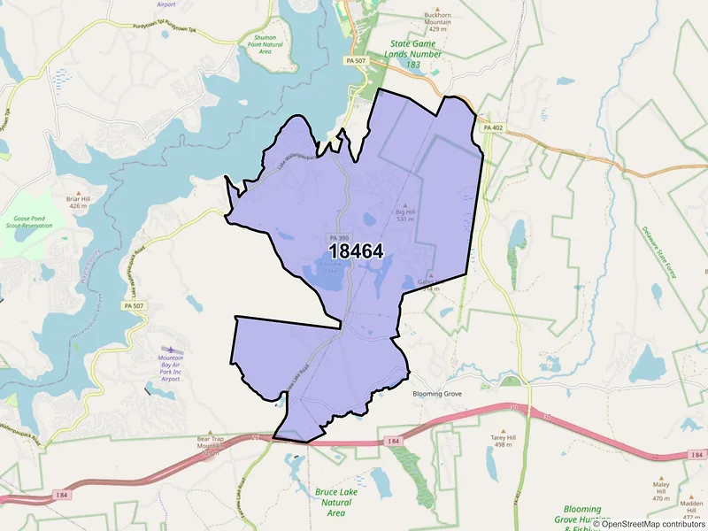 Map of ZIP Code 18464 — Tafton, PA