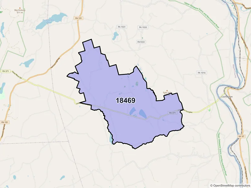 Map of ZIP Code 18469 — Tyler Hill, PA