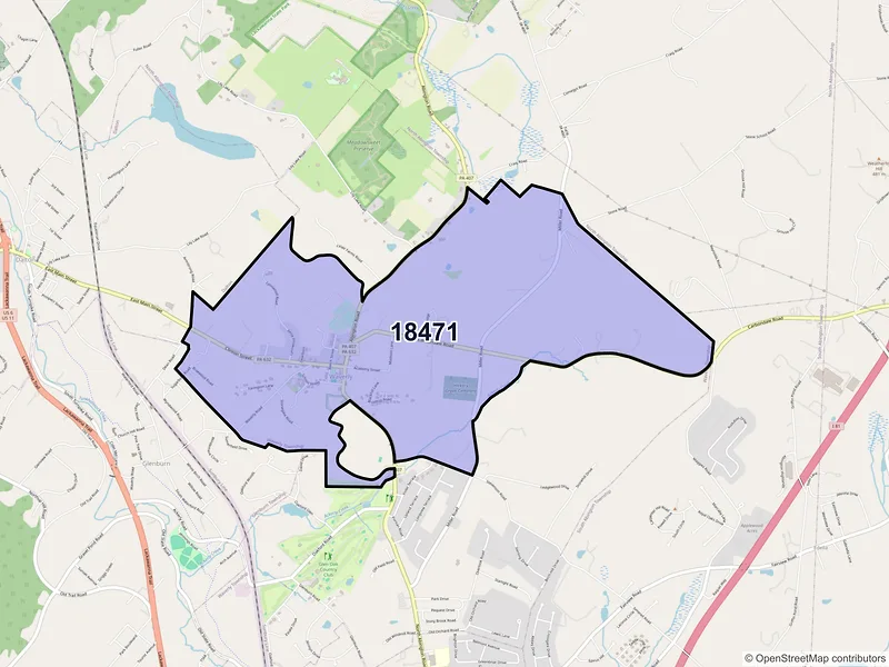 Map of Waverly, Pennsylvania and ZIP codes