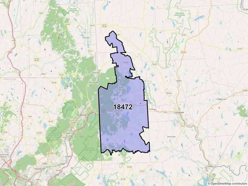 Map of ZIP Code 18472 — Waymart, PA