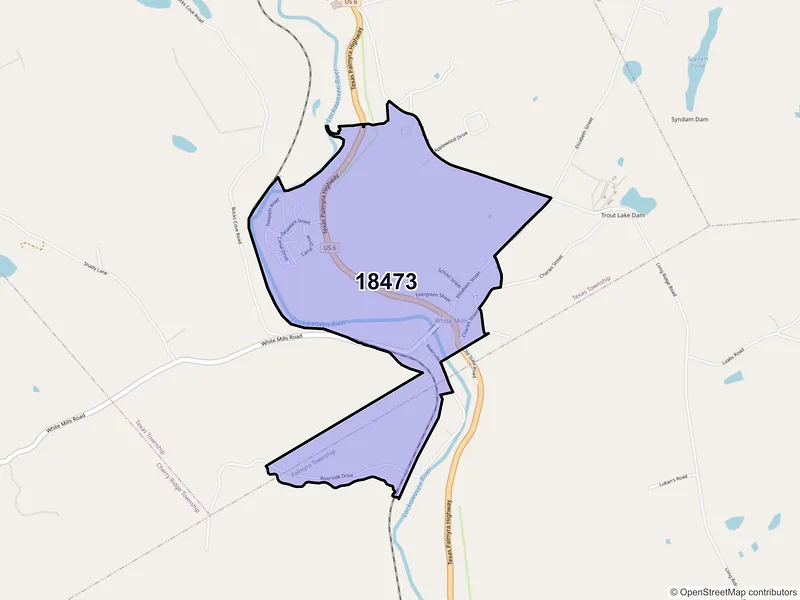 Map of White Mills, Pennsylvania and ZIP codes