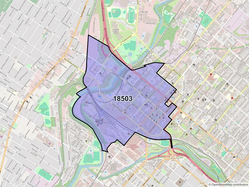 Map of ZIP Code 18503 — Scranton, PA