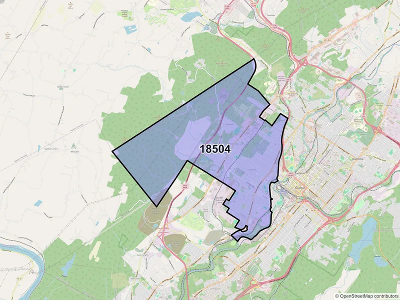 Map of ZIP Code 18504 — Scranton, PA