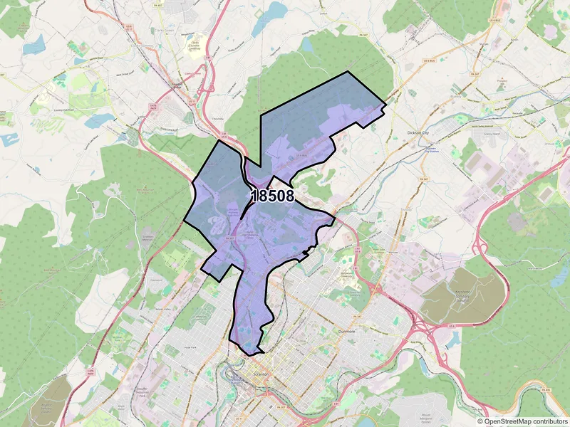 Map of ZIP Code 18508 — Scranton, PA