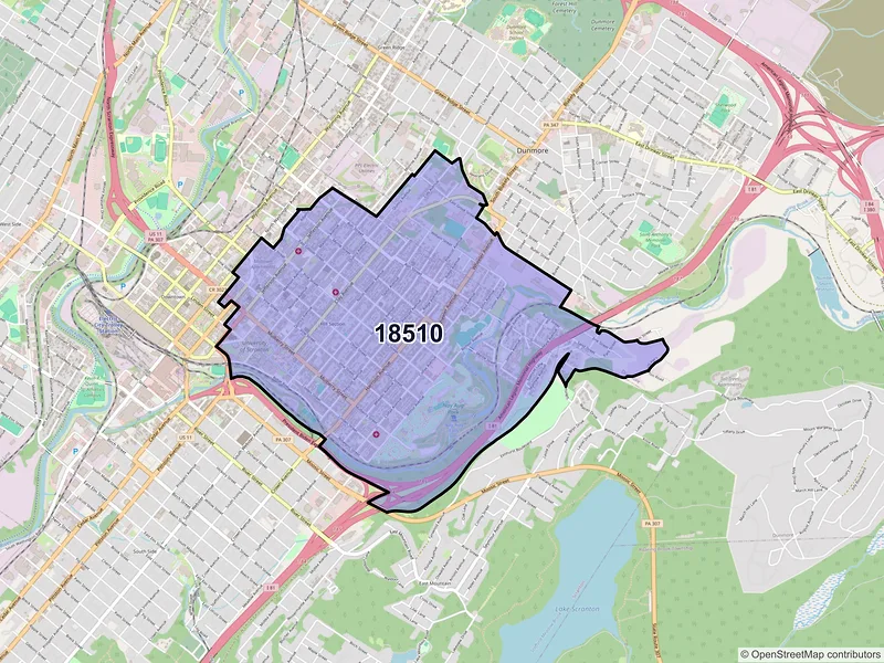 Map of ZIP Code 18510 — Scranton, PA