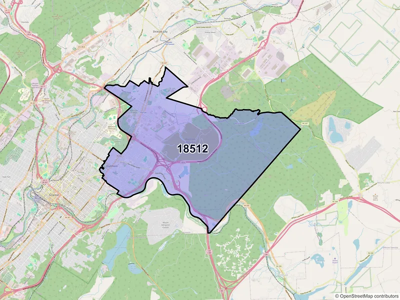 Map of ZIP Code 18512 — Scranton, PA