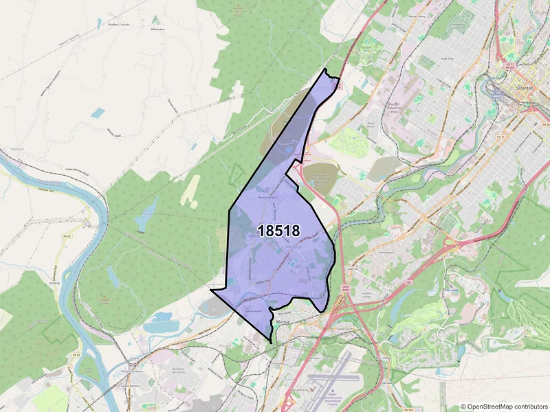 Map of ZIP Code 18518 — Old Forge, PA