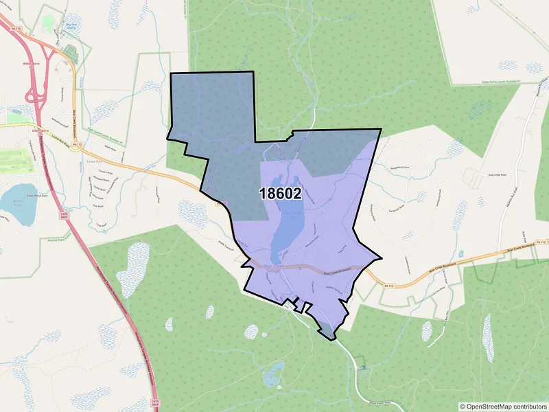 Map of Bear Creek, Pennsylvania and ZIP codes