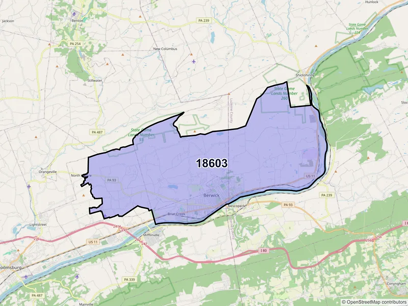 Map of ZIP Code 18603 — Berwick, PA