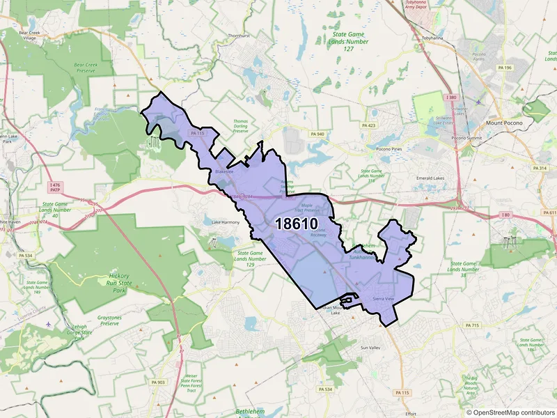 Map of ZIP Code 18610 — Blakeslee, PA