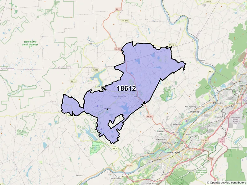 Map of ZIP Code 18612 — Dallas, PA