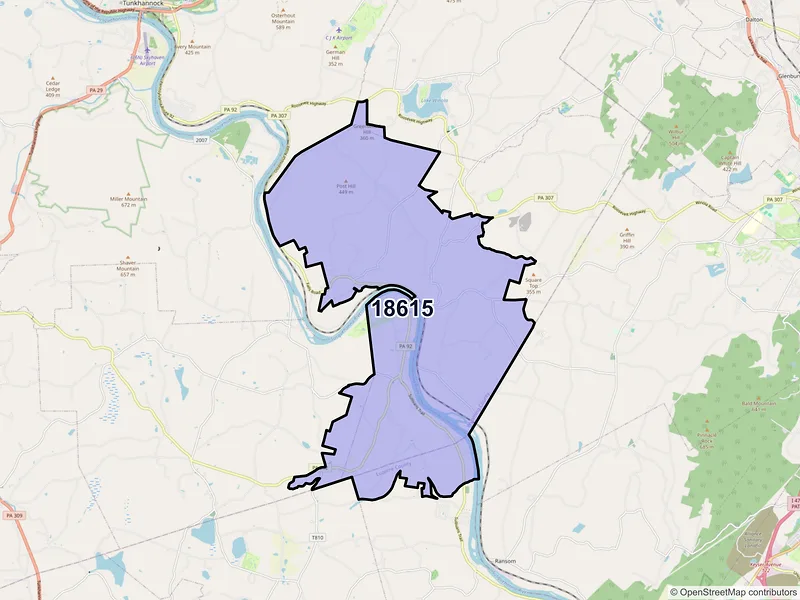 Map of ZIP Code 18615 — Falls, PA