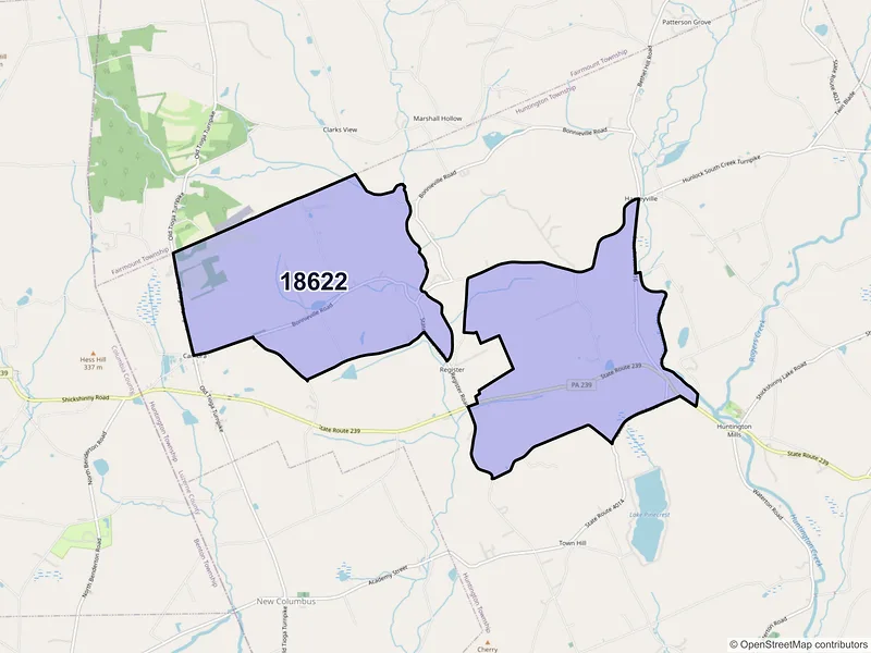 Map of ZIP Code 18622 — Huntington Mills, PA