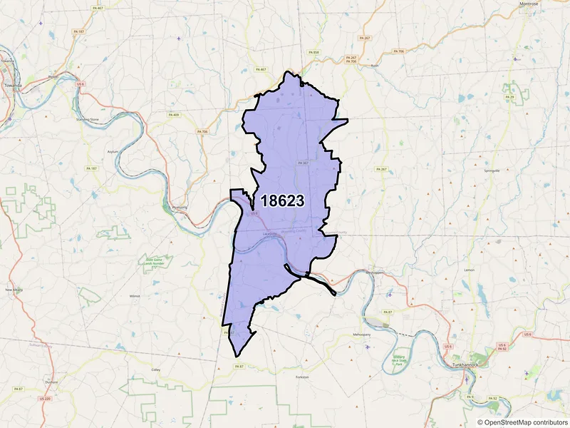 Map of ZIP Code 18623 — Laceyville, PA