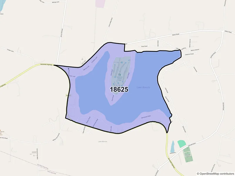 Map of Lake Winola, Pennsylvania and ZIP codes
