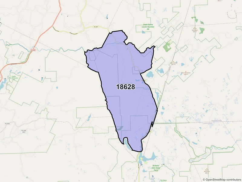 Map of Lopez, Pennsylvania and ZIP codes