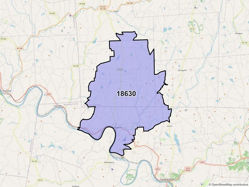 Map of Meshoppen, Pennsylvania and ZIP codes
