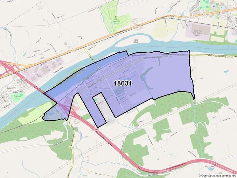 Map of Mifflinville, Pennsylvania and ZIP codes