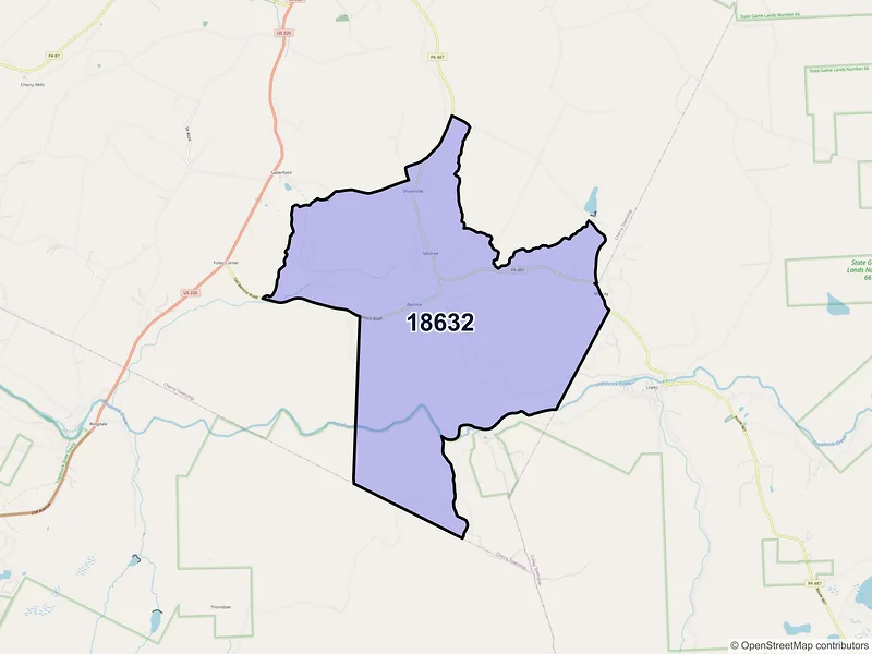 Map of ZIP Code 18632 — Mildred, PA