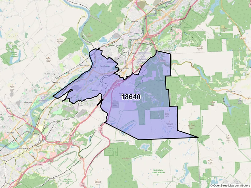 Map of ZIP Code 18640 — Pittston, PA