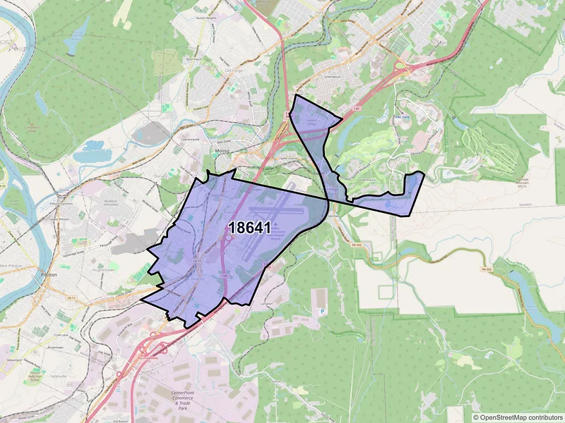 Map of ZIP Code 18641 — Pittston, PA