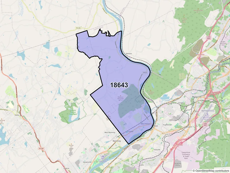 Map of ZIP Code 18643 — Pittston, PA
