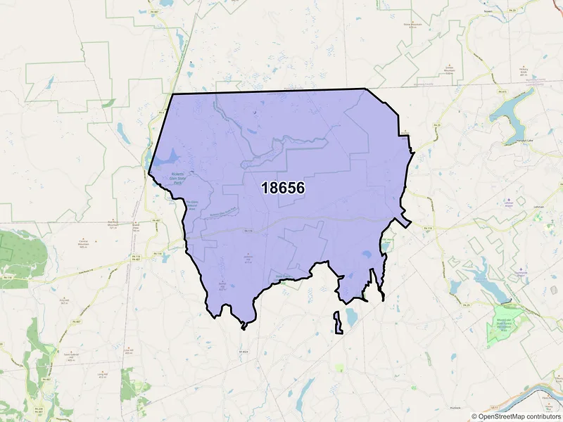 Map of ZIP Code 18656 — Sweet Valley, PA