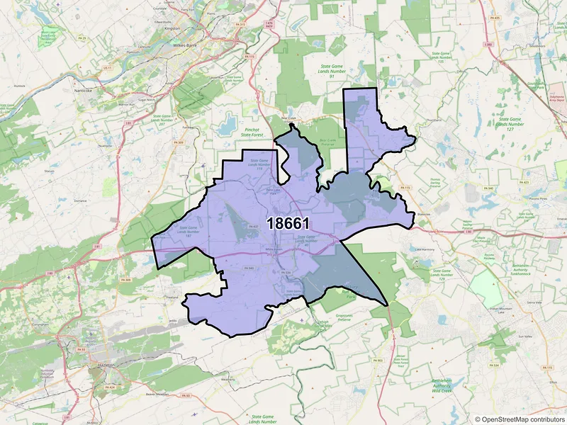 Map of ZIP Code 18661 — White Haven, PA