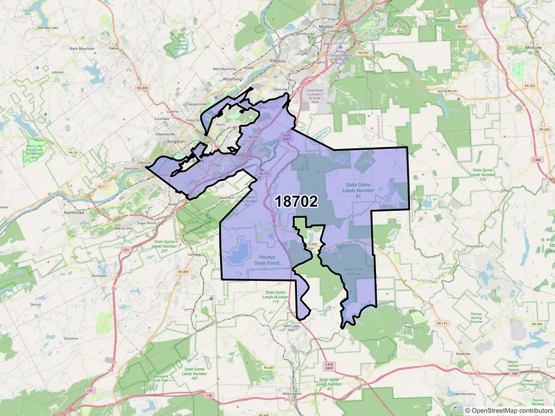 Map of ZIP Code 18702 — Wilkes Barre, PA