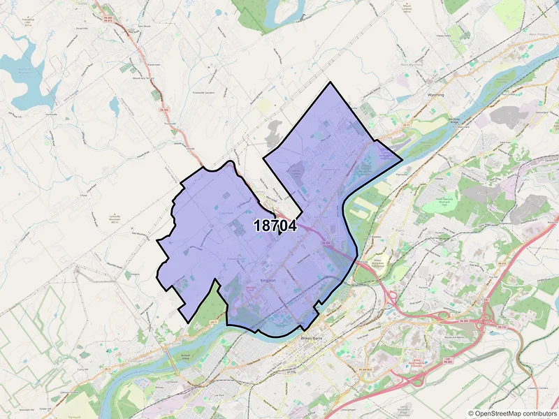 Map of Kingston, Pennsylvania and ZIP codes
