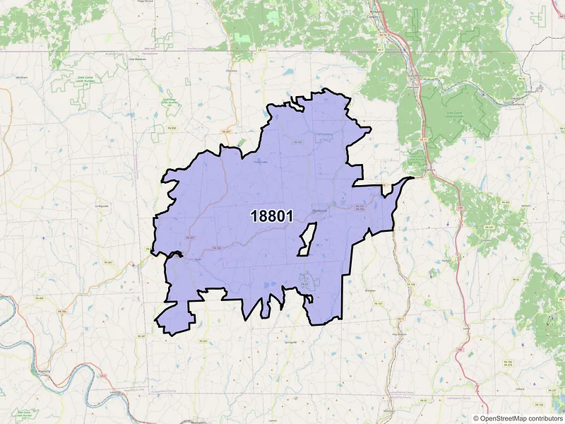 Map of Montrose, Pennsylvania and ZIP codes