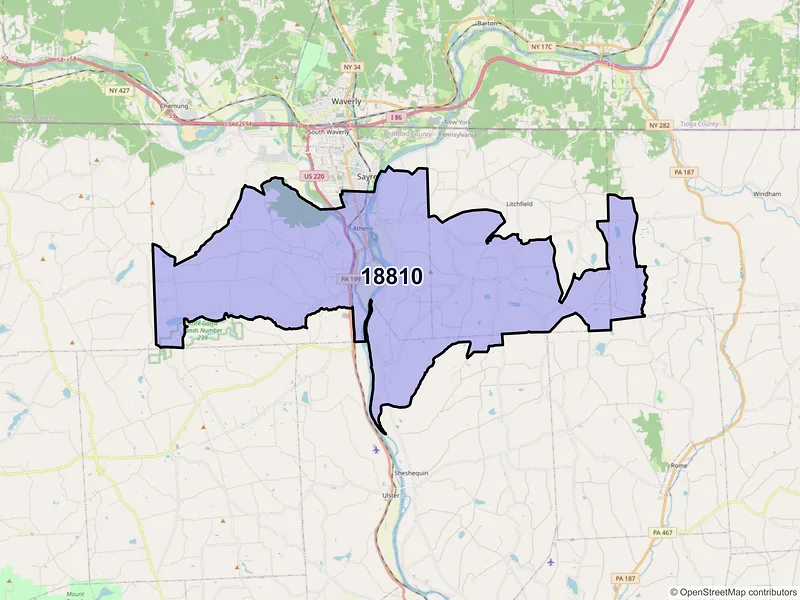Map of ZIP Code 18810 — Athens, PA
