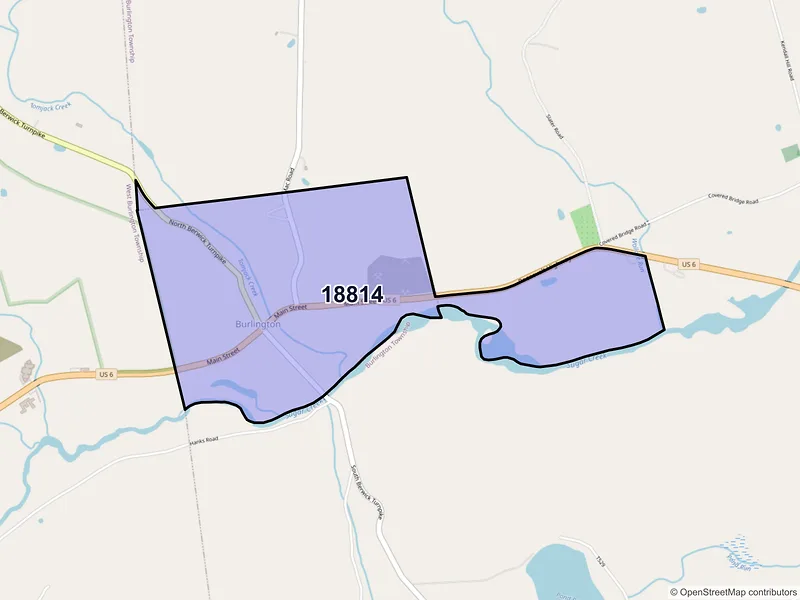 Map of Burlington, Pennsylvania and ZIP codes