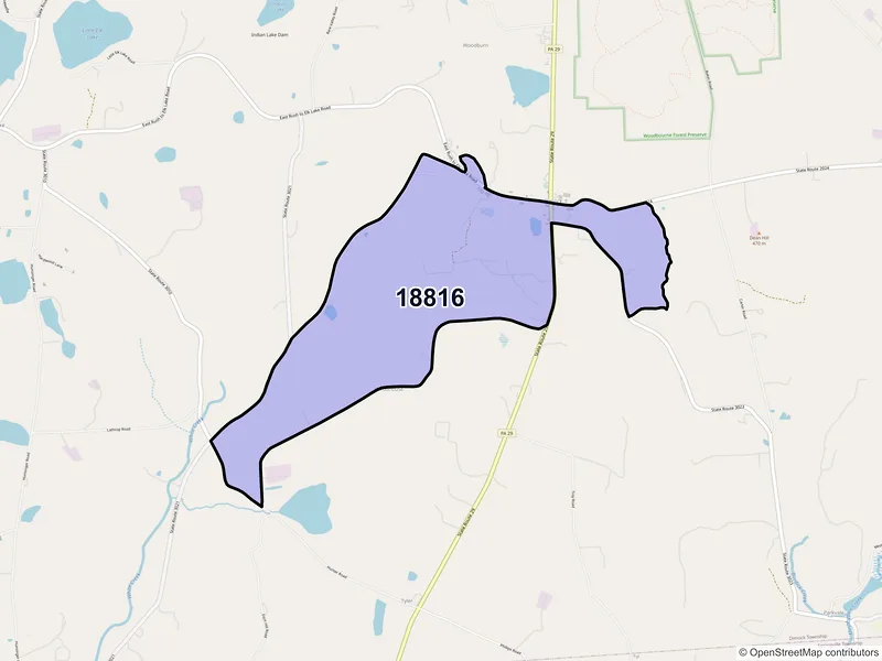 Map of Dimock, Pennsylvania and ZIP codes