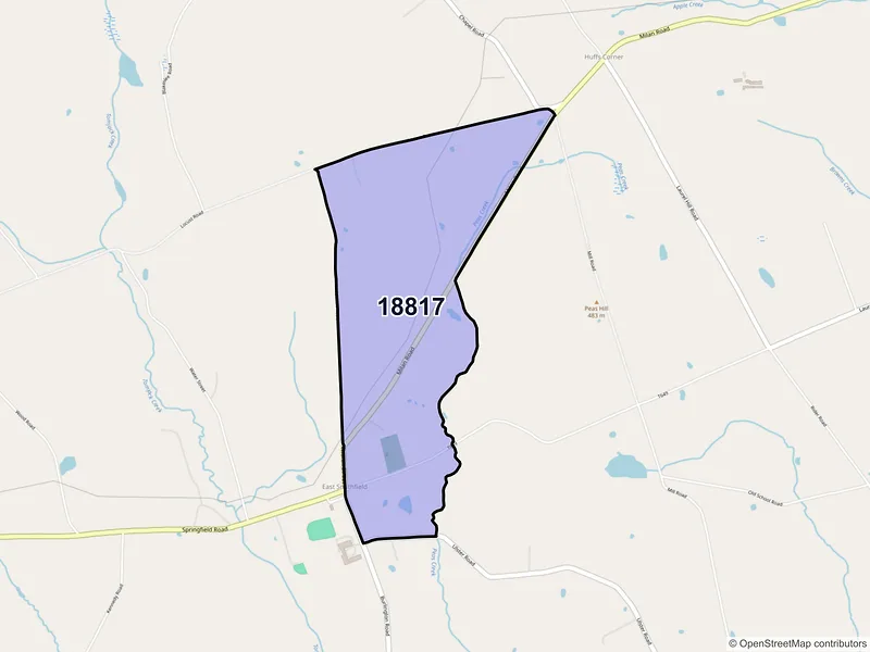 Map of ZIP Code 18817 — East Smithfield, PA
