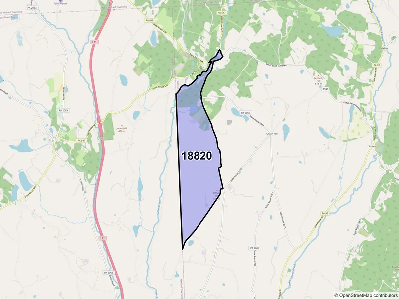 Map of Gibson, Pennsylvania and ZIP codes