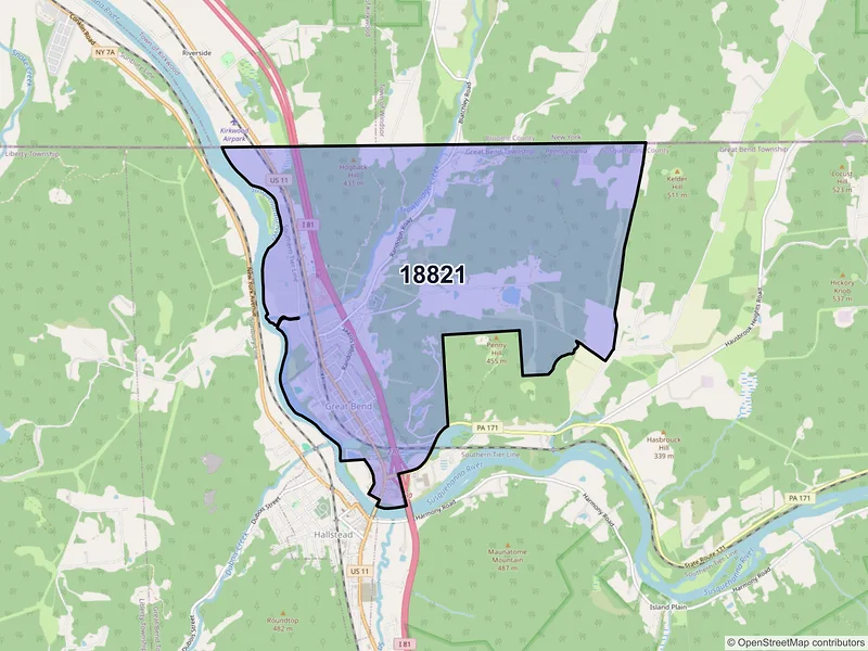 Map of ZIP Code 18821 — Great Bend, PA