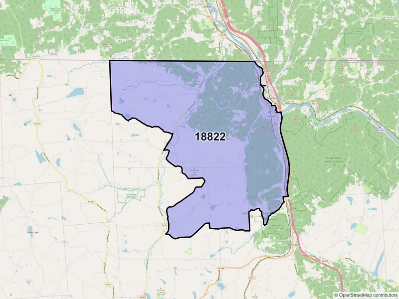 Map of Hallstead, Pennsylvania and ZIP codes